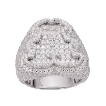 Sterling Silver Round Baguette Moissanite Albhabet A letter Initial Size 10 Men Ring 7-5/8 Ctw