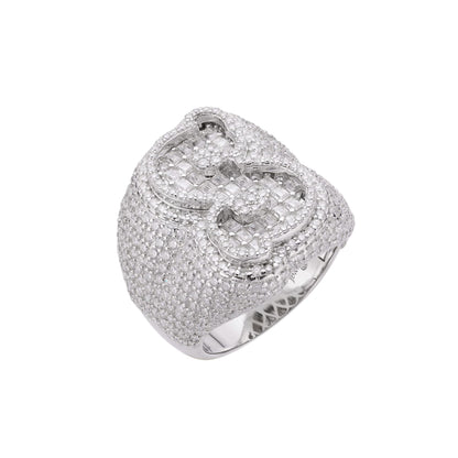 Sterling Silver Round Baugette Moissanite Albhabet S letter Initial Size 10 Men Ring 7-3/8 Ctw