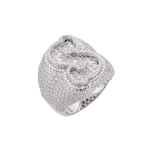 Sterling Silver Round Baugette Moissanite Albhabet S letter Initial Size 10 Men Ring 7-3/8 Ctw