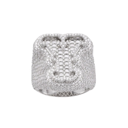 Sterling Silver Round Baugette Moissanite Albhabet Y letter Initial Size 10 Men Ring 6-7/8 Ctw