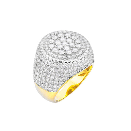 Sterling Silver Round Moissanite Designer Size 9 Men Ring 5 Ctw