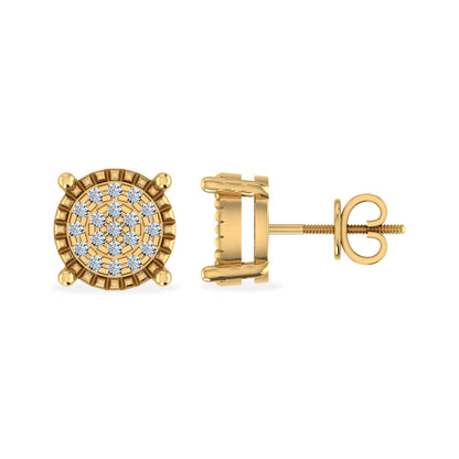 10K Yellow Gold Round Shape Diamond Stud Earrings 1/10 Ctw