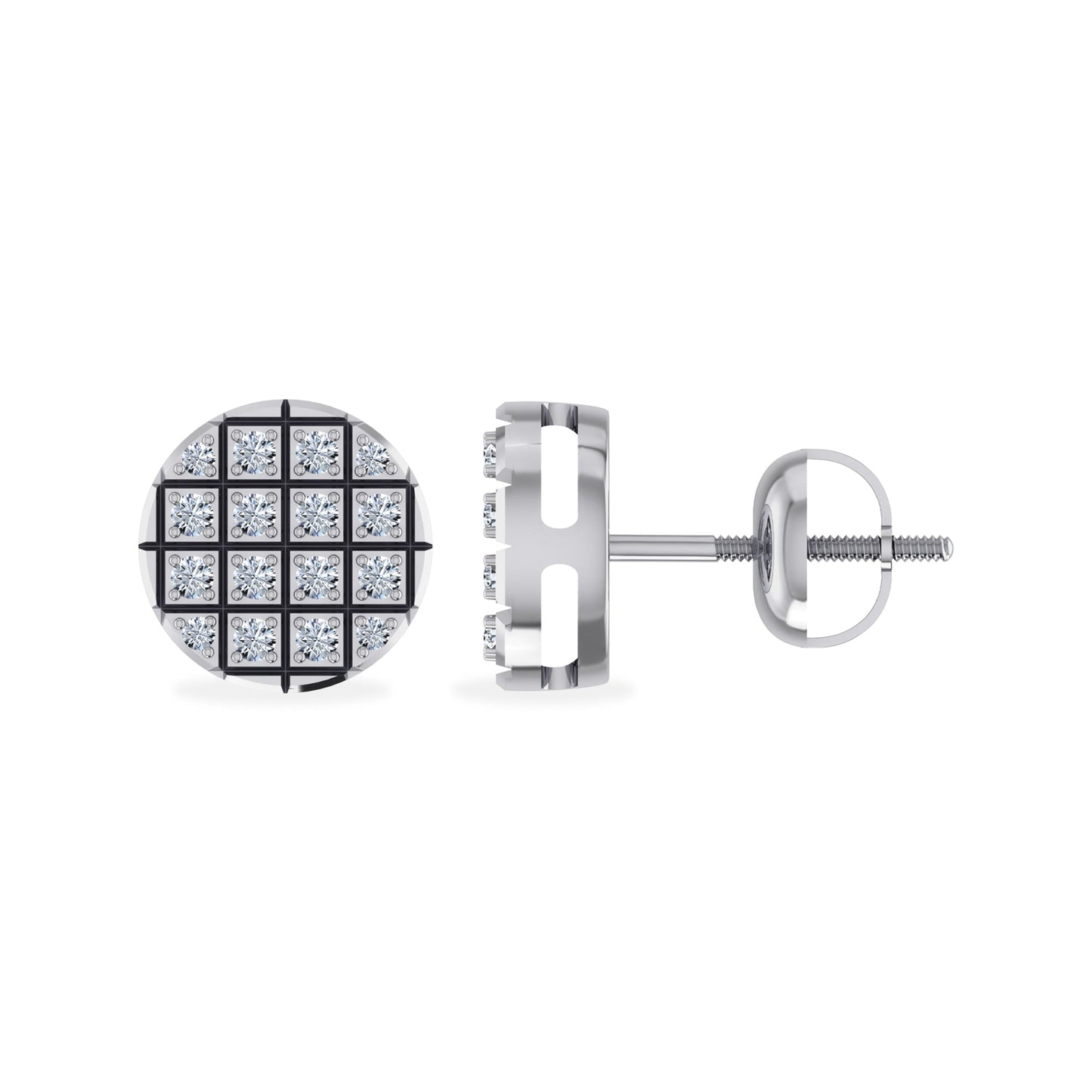 10K White Gold Round Diamond Stud Earrings 1/10 Ctw