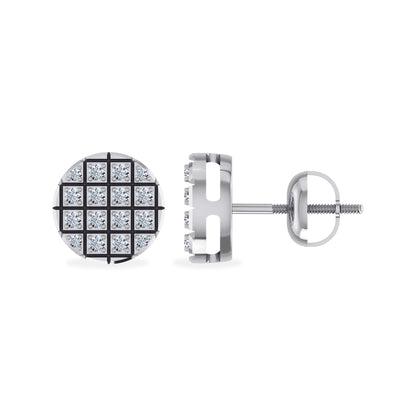 10K White Gold Round Diamond Stud Earrings 1/10 Ctw