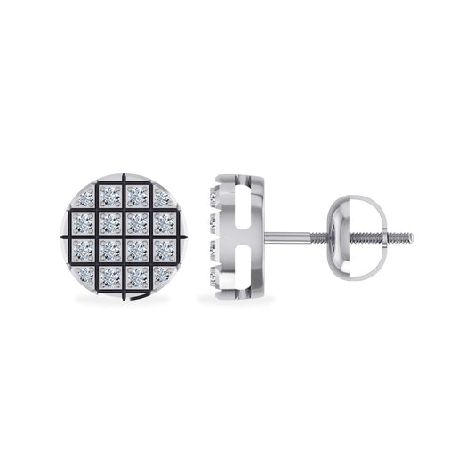 10K White Gold Round Diamond Stud Earrings 1/10 Ctw