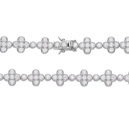 Sterling Silver Round Moissanite Designer Bracelet 7 Inch 7-1/3 Ctw