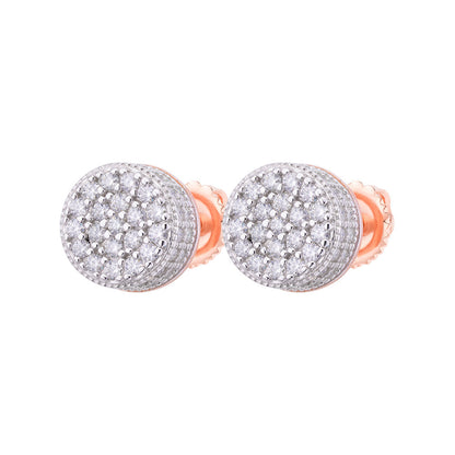 Sterling Silver Round Moissanite Cluster Designer Stud Earrings 7/8 Ctw