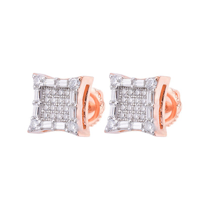 Sterling Silver Round Baguette Moissanite Square Shape Stud Earrings 5/8 Ctw