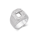 Sterling Silver Round Baguette Moissanite Cluster Initial C Letter Men Ring 10 4-1/2 Ctw