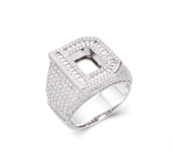 Sterling Silver Round Baguette Moissanite Cluster Initial D Letter Men Ring 10 4-7/8 Ctw