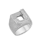 Sterling Silver Round Baguette Moissanite Cluster Initial J Letter Men Ring 10 4-1/2 Ctw