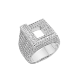 Sterling Silver Round Baguette Moissanite Cluster Initial L Letter Men Ring 10 4-3/4 Ctw