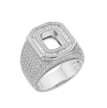 Sterling Silver Round Baguette Moissanite Cluster Initial O Letter Men Ring 10 4-5/8 Ctw