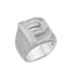Sterling Silver Round Baguette Moissanite Cluster Initial P Letter Men Ring 10 5 Ctw