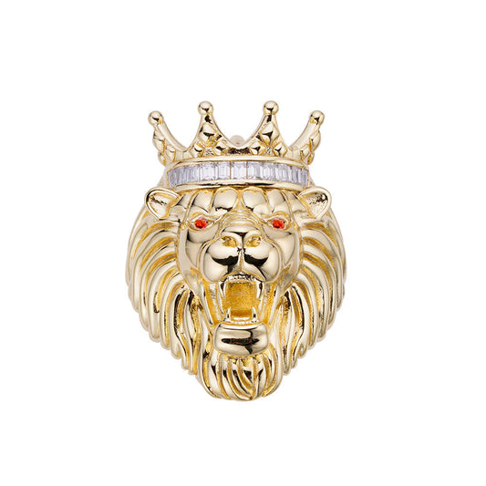 Sterling Silver Round Baguette Moissanite Roaring Lion Crown Designer Men Ring Size 10 1/2 Ctw