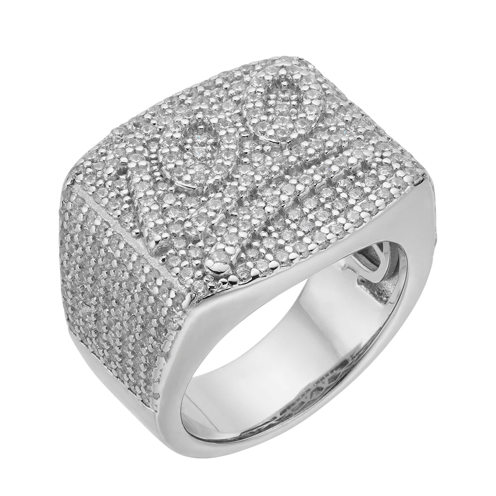 Sterling Silver Round Moissanite Designer Size 10 Men Ring 2-3/8 Ctw