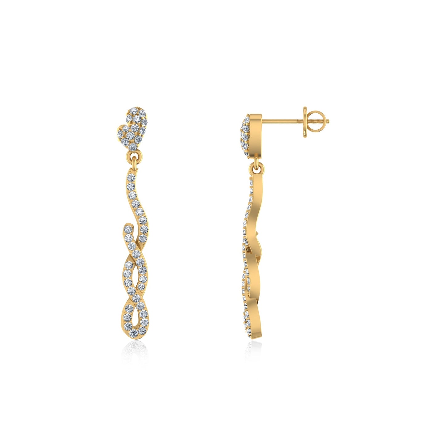10K Yellow Gold Round Diamond Infinity Dangling Earrings 1/2 Ctw