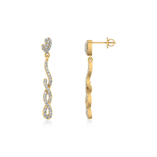 10K Yellow Gold Round Diamond Infinity Dangling Earrings 1/2 Ctw