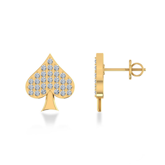 10K Yellow Gold Round Baguette Diamond Cluster Designer Stud Earrings 1/6 Ctw
