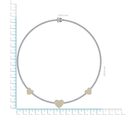 10K Yellow White two tone Gold Round Diamond Heart Designer 18 Inch Necklace 2-7/8 Ctw