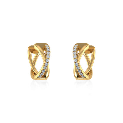 10K Yellow Gold Womens Round Diamond Small Huggies Earrings 1/2 Ctw