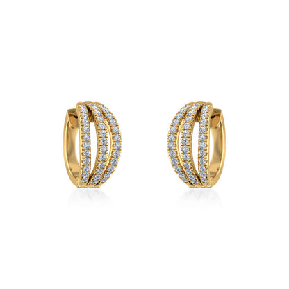 10K Yellow Gold Womens Round Diamond Small Huggies Earrings 3/4 Ctw