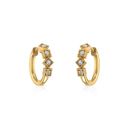 10K Yellow Gold Womens Round Diamond Small Huggies Earrings 1/5 Ctw