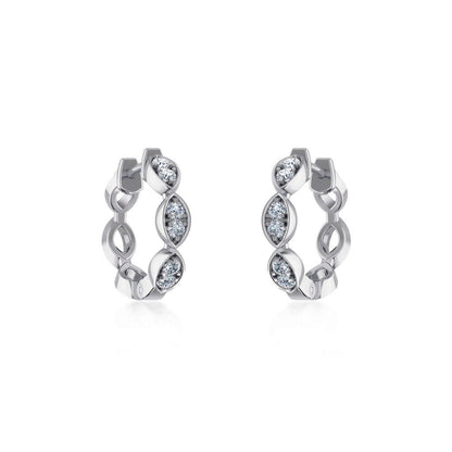 10K White Gold Womens Round Diamond Small Huggies Earrings 1/3 Ctw