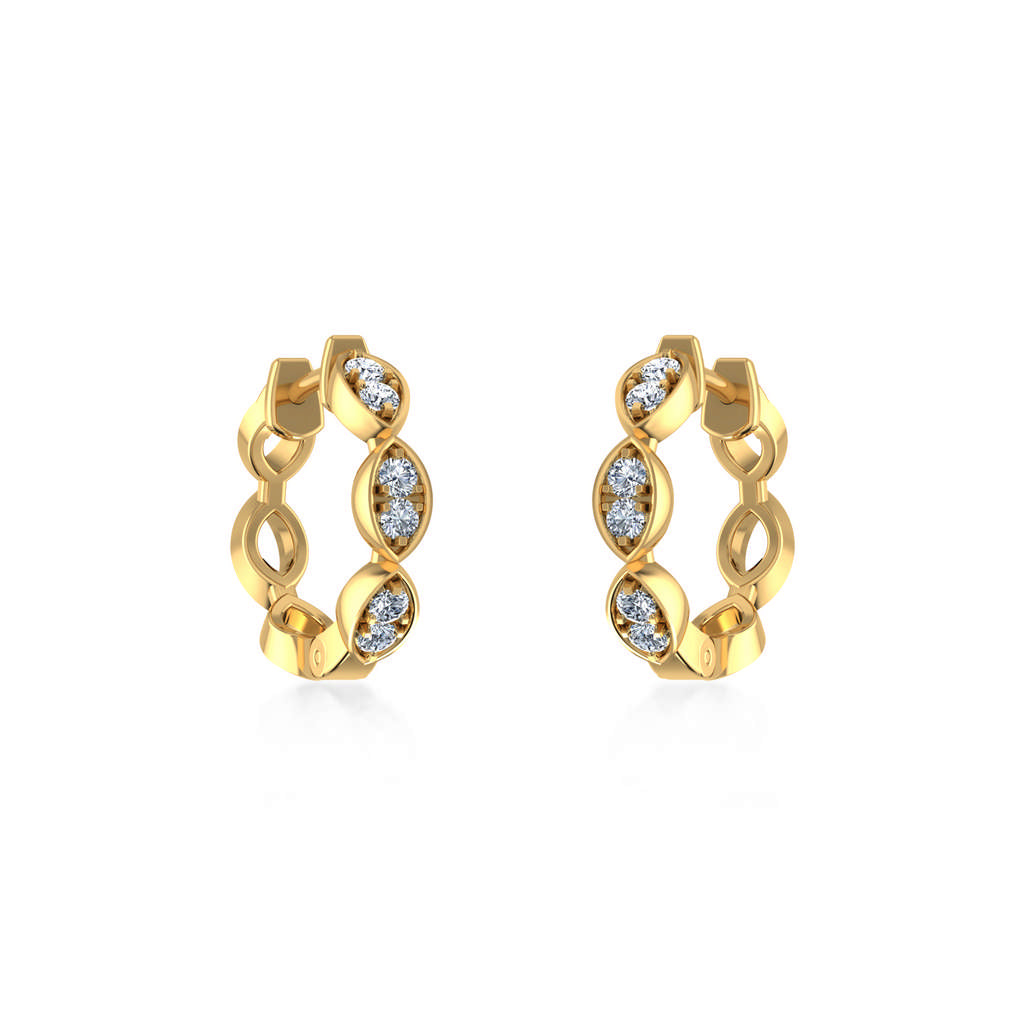 10K Yellow Gold Womens Round Diamond Small Huggies Earrings 1/3 Ctw