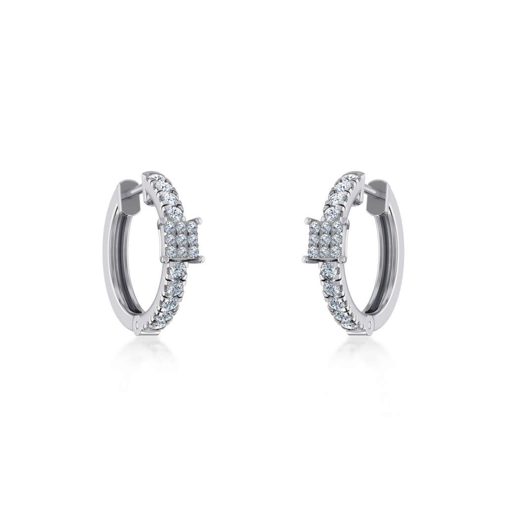10K White Gold Womens Round Diamond Small Huggies Earrings 5/8 Ctw