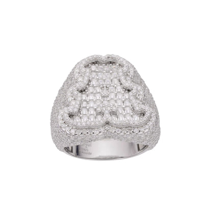 Sterling Silver Round Baguette Moissanite Albhabet A letter Initial Size 10 Men Ring 7-5/8 Ctw